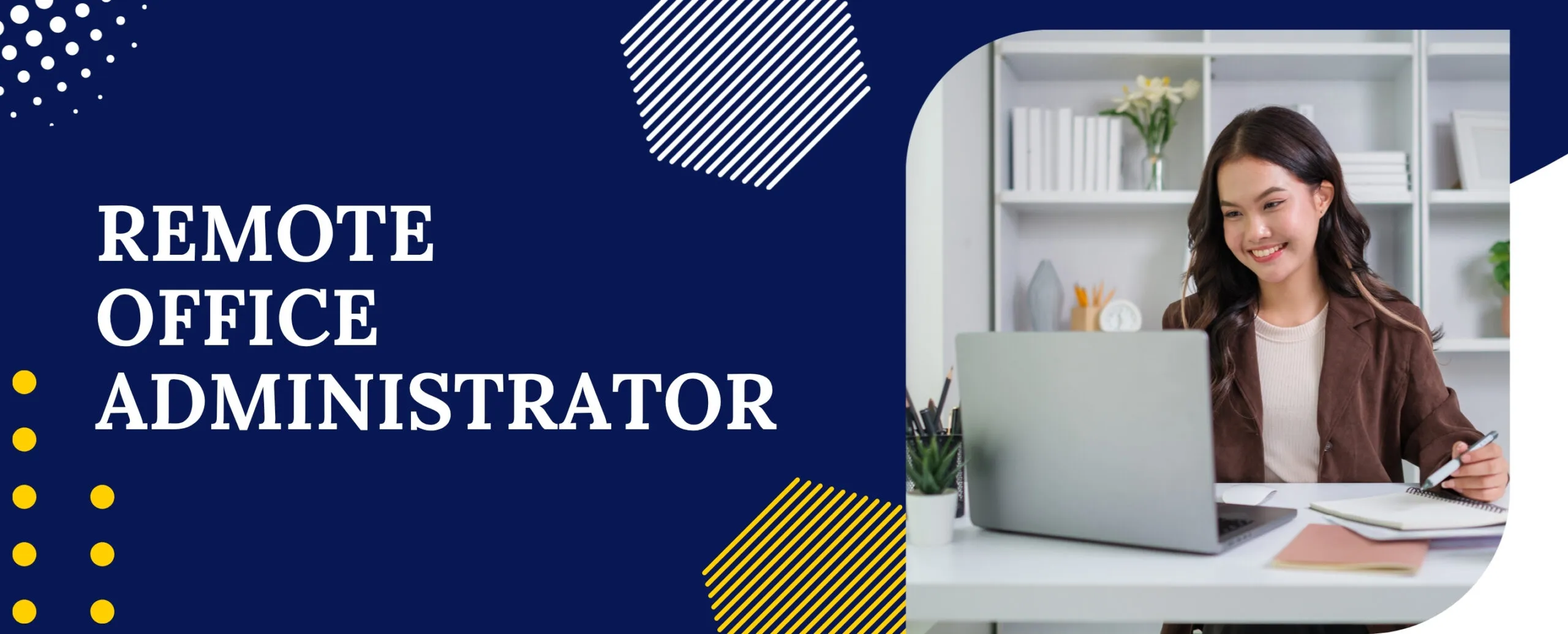 Remote office administrator working on a laptop