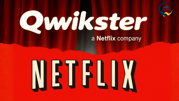 Qwikster, a Netflix company, above the Netflix logo on a red background
