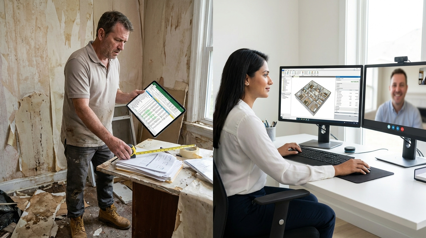Xactimate estimator reviewing property damage